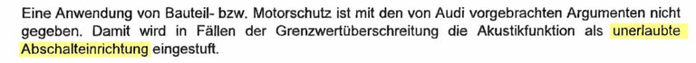 Akustikfunktion ist schon 2017 „unerlaubte Abschalteinrichtung“