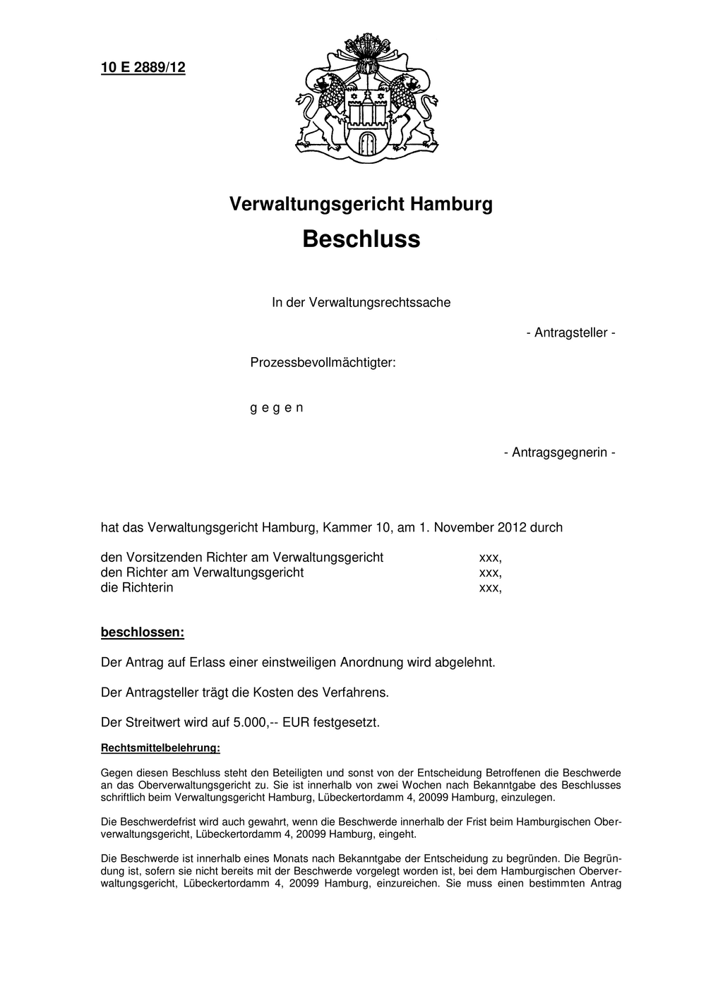 Entscheidung Verwaltungsgericht Hamburg FragDenStaat