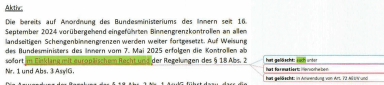 Statt Artikel 72 nur „im Einklang mit europäischem Recht“