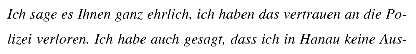 Zeugenaussage gegenüber der Polizei Hanau