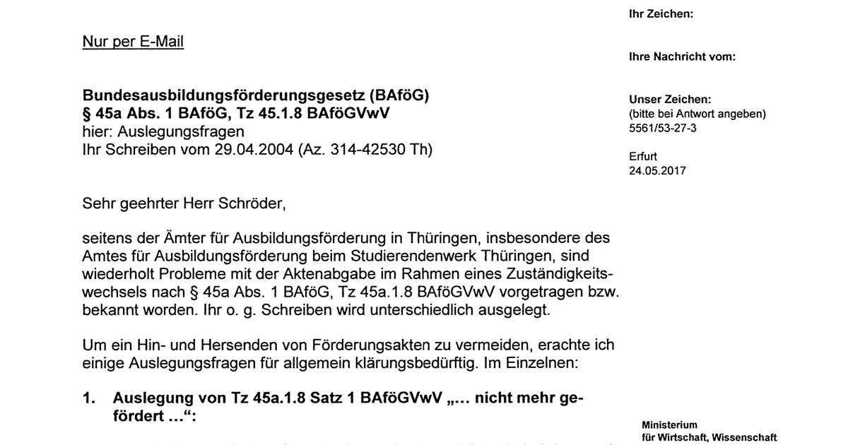 17 06 02 O 45a Zustondigkeitswechsel Auslegungsfragen Anlage 1 Pdf Fragdenstaat