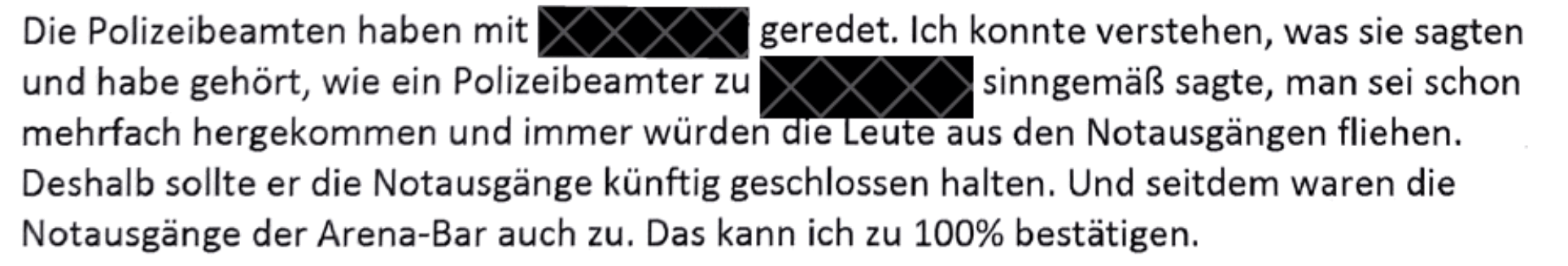 Zeugenaussage zum Notausgang