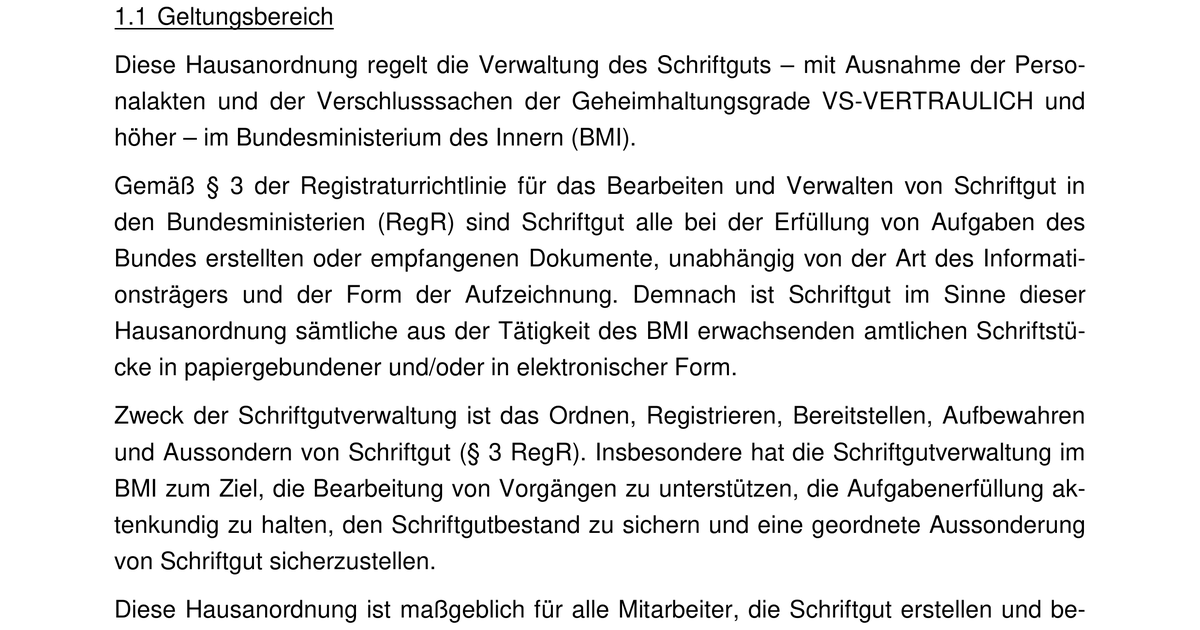 Verwaltung des Schriftguts im Bundesministerium des Innern - FragDenStaat