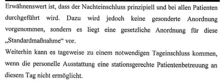 Tagsüber eingeschlossen, weil Personal fehlt