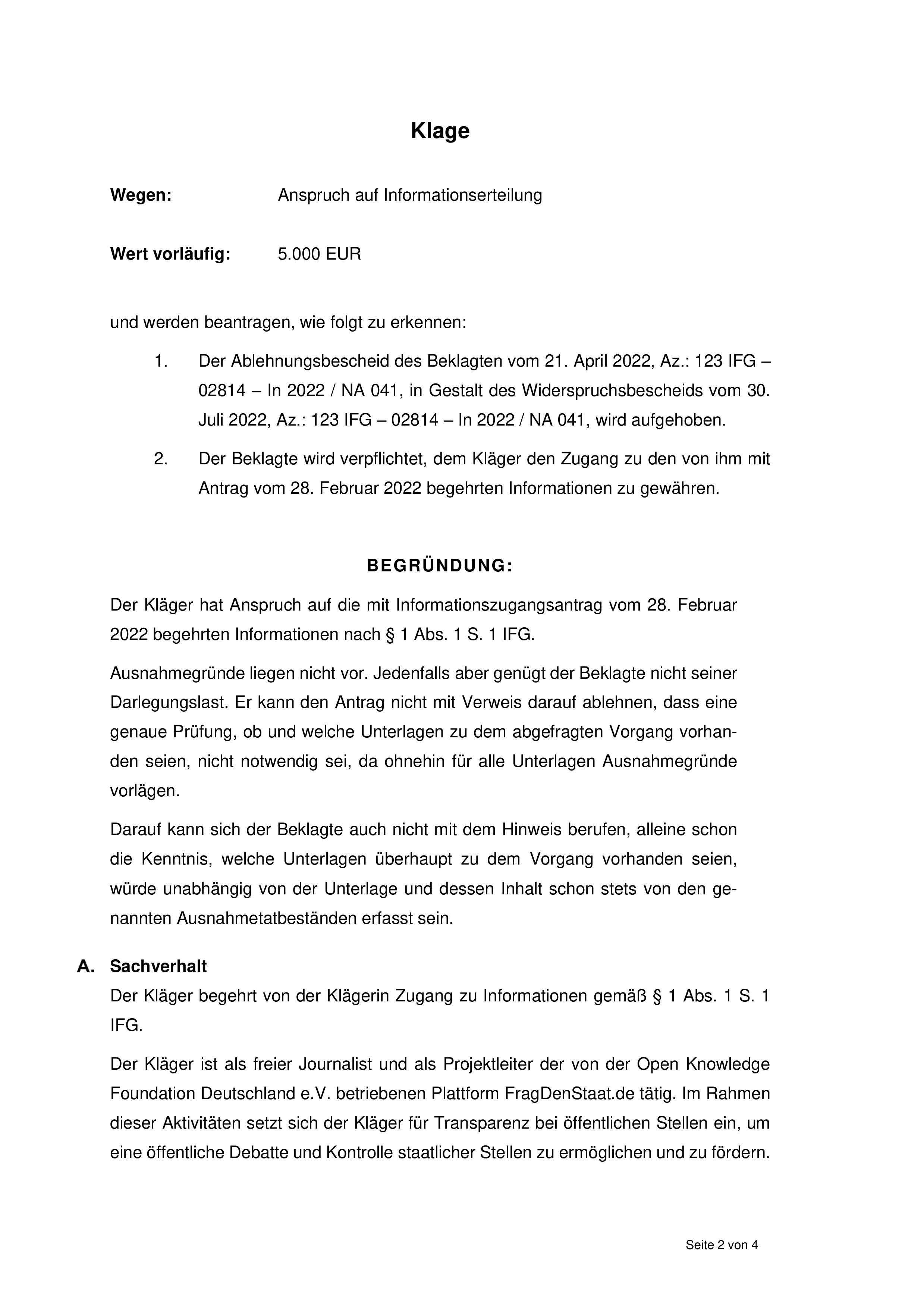 Klage Sondervermögen Bundeswehr - FragDenStaat