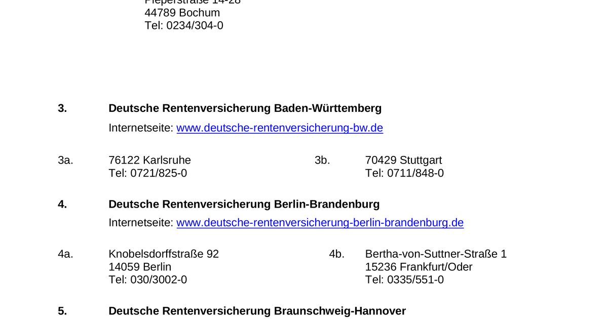 Pool 1 002AdressenRentenversicherungstrger pdf FragDenStaat pool-1-002adressenrentenversicherungstrger-pdf-fragdenstaat
