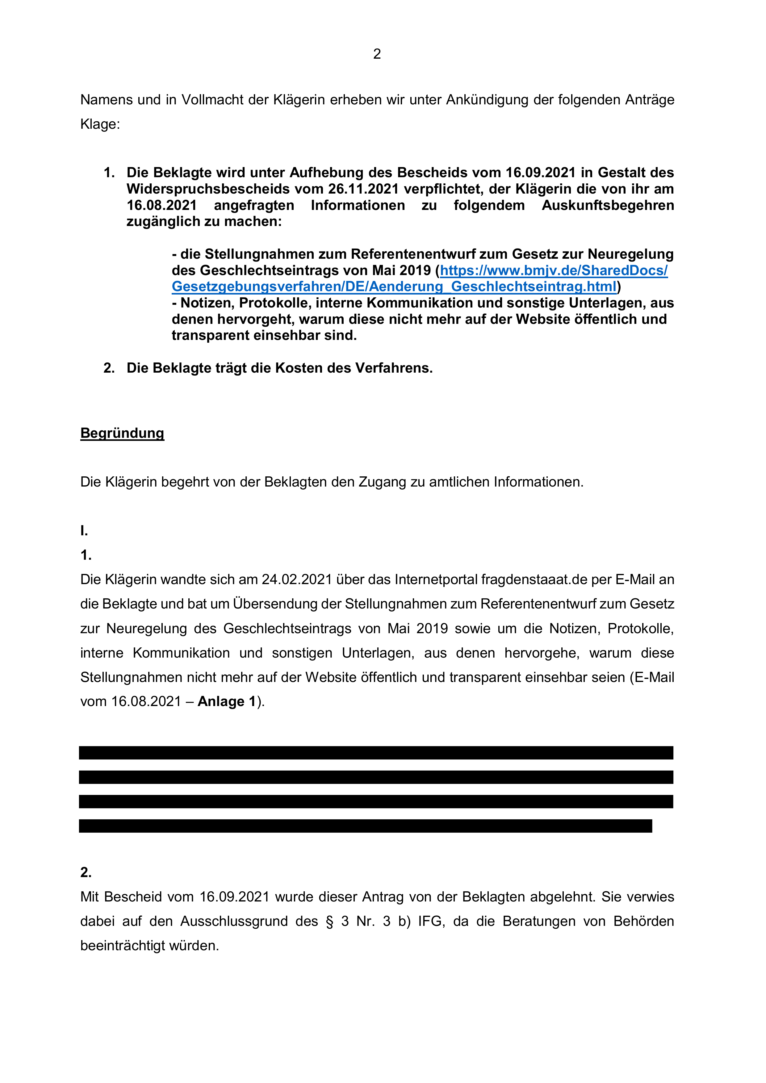 Neue Klage: Wo sind die Stellungnahmen zum Selbstbestimmungsgesetz?