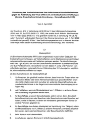 Seite 1 – JuM 02.04.22 Verordnung des Ministeriums der Justiz und für Migration über infektionsschützende Maßnahmen gegen die Ausbreitung des Virus SARS-CoV-2 in Erstaufnahmeeinrichtungen