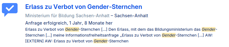 Beispiel-Screenshot für einen Suchtreffer, wie er nach den Verbesserungen aussieht: Kürzer als vorher und besser lesbar.