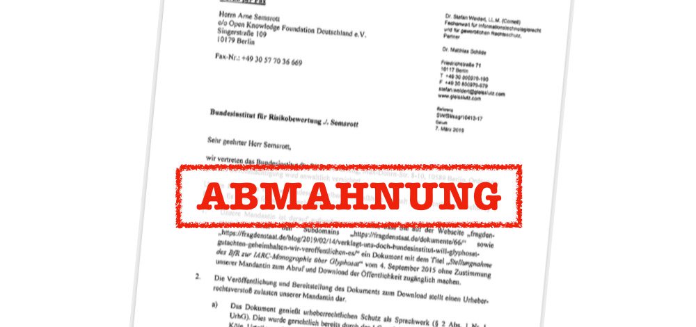 #Zensurheberrecht: Bundesregierung mahnt uns ab, wir wehren uns